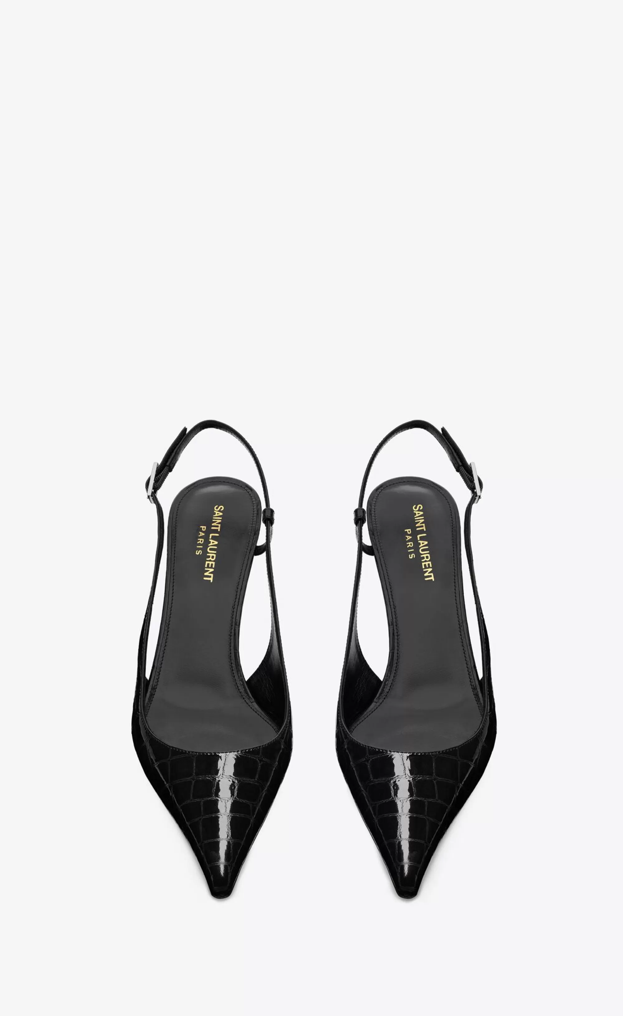 Women Saint Laurent SLINGBACKS^VENDOME Slingback Pumps In Crocodile-embossed Leather | | YSL.com