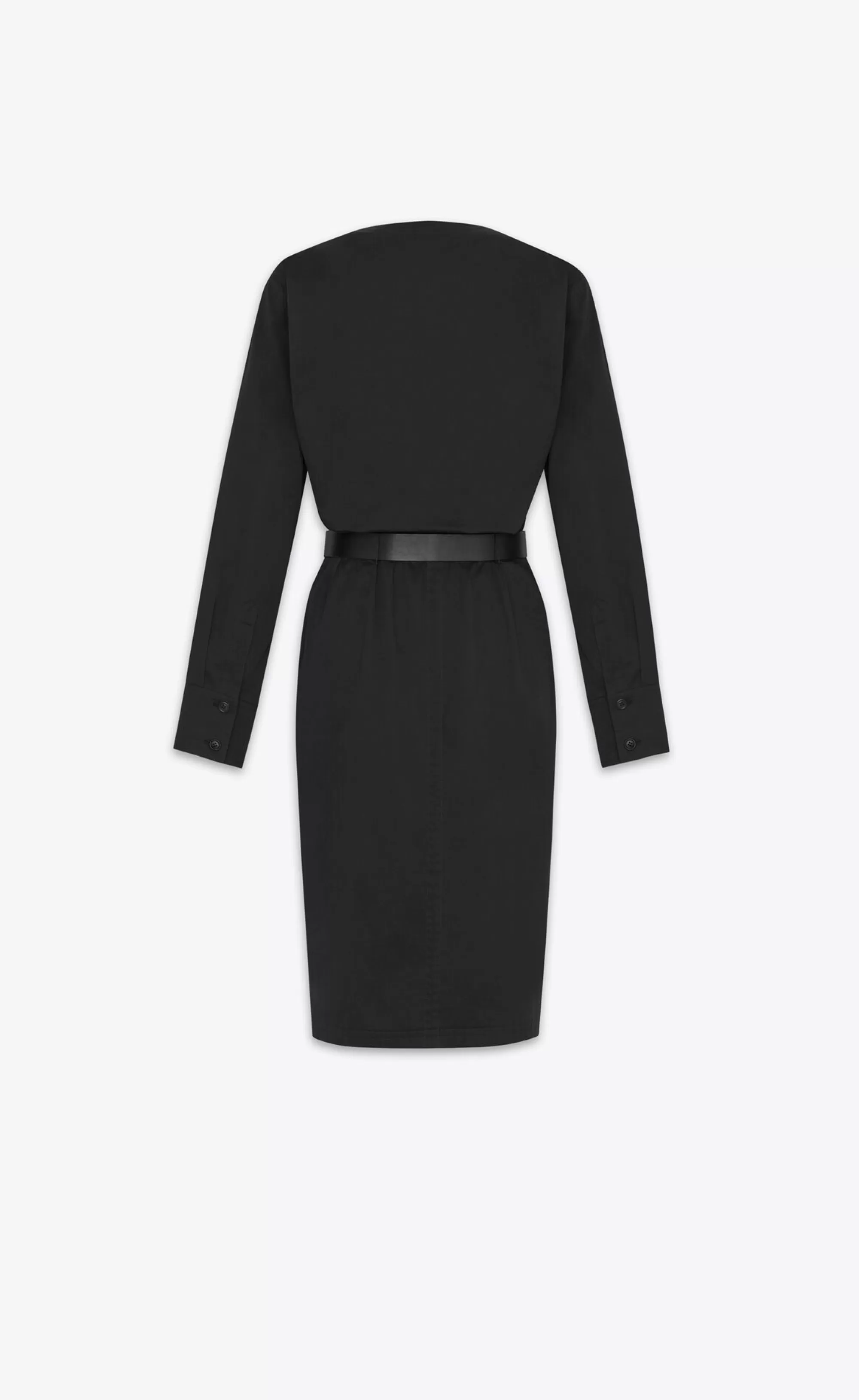 Women Saint Laurent DRESSES^Wrap Dress In Cotton Linen Twill | | YSL.com